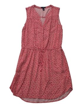 GAP Red and White Floral V-Neck Dress Size Medium (M) Summer Casual Beach E53